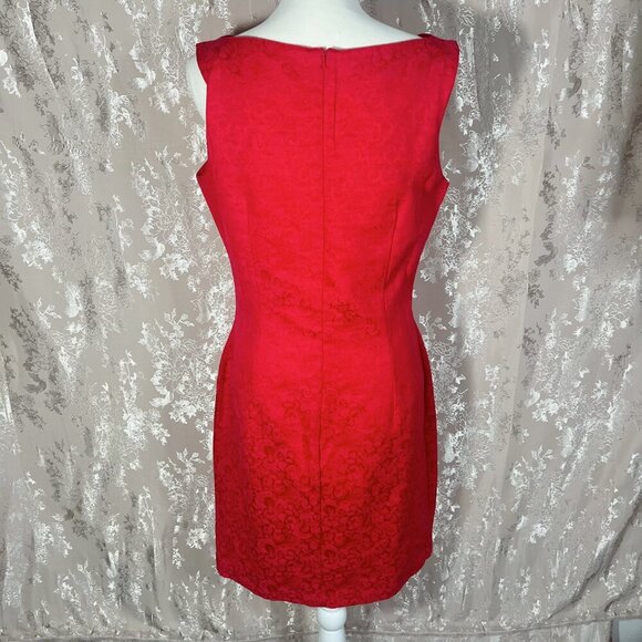 Vintage 90s Espirit Red Floral Print Mini Cocktail Dress Women's Size 13/14 - Picture 4 of 9